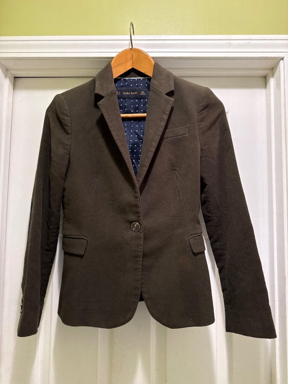 Zara Basic - Faux Suede Riding Jacket Patched Elbows - Size M